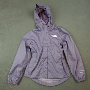North Face DryVent Rain Jacket Girls 10 Purple Hooded Waterproof Lightweight